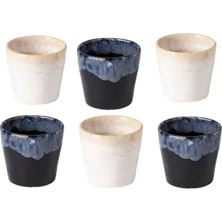 Costa Nova Grespresso handgefertigte Espressotassen – 6er-Set – Chique Schwarz-Weiß – portugiesisches Steingut – 90 ml – Höhe 6 cm