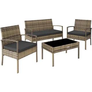 Tectake Rattan, Natur, Kunststoff, Rechteckig, Loungemöbel, Loungemöbel-Sets