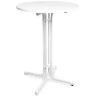 Beautissu Stehtisch Ø 80 cm höhenverstellbar klappbar Weiß