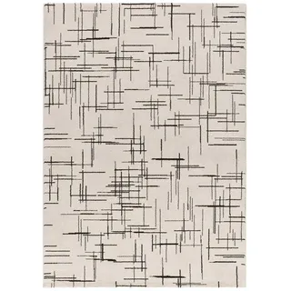 Atticgo Webteppich Schwarz und Weiß Retro 200/290 cm , Weiß, Schwarz , Textil , Grafikmuster , Rechteckig , 200x290 cm , Oeko-Tex® Standard 100 , antistatisch, für Fußbodenheizung geeignet, leicht zusammenrollbar , Teppiche und Böden, Teppiche