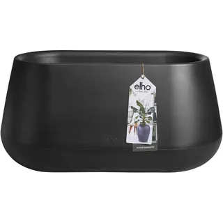 elho Pure Cone Long Wheels 75 - Blumenkasten für Innen & Außen - Recyceltem Plastik - L74.0 x H35.8 cm - Schwarz/Schwarz