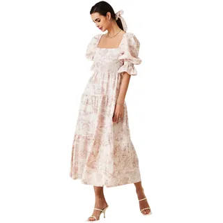 NOTHING FITS BUT Klassisches Stillkleid aus Leinen für Damen, Baumwolle Kiko Umstandskleid, lässiges Umstandskleid, Baby Rosa, S