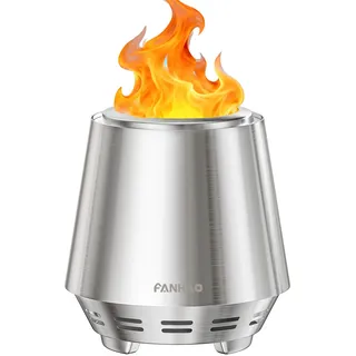 FANHAO Kleine Rauchfreie Feuerschale Outdoor, Tragbarer Tisch-Feuerkorb aus 304 Edelstahl mit Abnehmbarer Ascheplatte & Tragetasche – für Pellets/Holz. Ideal für Camping, Balkon, Garten