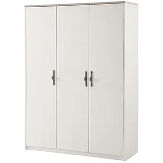 Furn.Design Kleiderschrank Pinie Landhaus, Drehtürenschrank 138 cm 3-türig mit Soft-Close , Weiß , Holzwerkstoff, Metall , Nachbildung,Pinie , Uni , Rechteckig , 138x193x51 cm , Schlafzimmer, Kleiderschränke