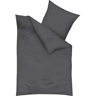 Kaeppel Biber Bettwäsche Uni Einfarbig Anthrazit 135x200 cm + 80x80 cm - Grau