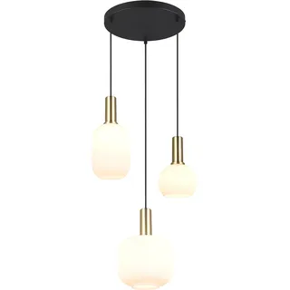 TRIO LEUCHTEN Pendelleuchte "DIVA, E27 Hängelampe 3-flammig mit Glasschirm, exkl 3xE27 max 10W", braun (messing matt), 3, Ø 30cm H: 150cm, 1 Stk., Leuchten, höhenverstellbar bis max 150cm Hängeleuchte Ø 30 cm Wohnzimmer Küche, Pendelleuchte