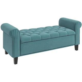 Homcom Bettbank, Sitzbank in Samtoptik, Flurbank mit Stauraum für Schlafzimmer, bis 120 kg Belastbar, Grün, Kunststoff, 48.5x57x126 cm Esszimmer, Bänke, Sitzbänke