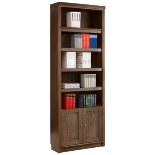 Home Affaire Bücherregal »Soeren«, aus massiver Kiefer, Höhe 220 cm, mit 2 Holztüren, viel Stauraum, braun