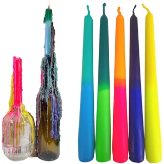TROPFKERZEN 5er SET Kerzen bunt perfekt zum betropfen Tropfenkerze, Tropfkerze für Flaschen Tropfkerze für Flaschen und Kerzenständer DIP DYE bunte TROPKERZEN BUNT 5