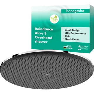 Hansgrohe Raindance Alive S Kopfbrause (EcoSmart), runde Duschbrause (300 mm), Regendusche mit 1 Strahlart für Wand-/Deckenmontage, Brausekopf mit Antikalk-Funktion, Chrom,