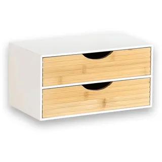 KESPER | Organizer mit 2 Schubladen, Material: FSC®-zertifizierte Spanplatte & Bambus, Maße: 27 x 16 x 14 cm, Farbe: Weiß, Natur | 58962