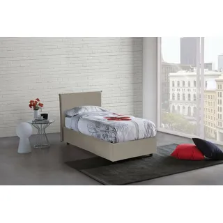 Talamo Italia - Cinzia-Einzelbett, Bettkasten mit Kunstlederbezug, 100 % Made in Italy, Öffnung vorne, inklusive Matratze 90 x 200 cm, Taupe