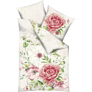 KAEPPEL Blushing Rose Blumen Baumwolle champagner 135 x 200 cm + 2 x 80 x 80 cm