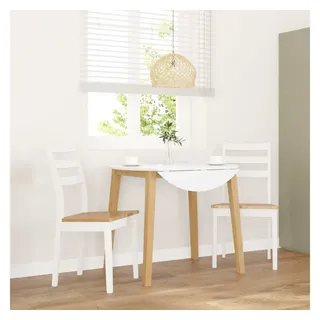 vidaXL Esszimmerstühle 2 Stk. Weiß Massivholz Gummibaum