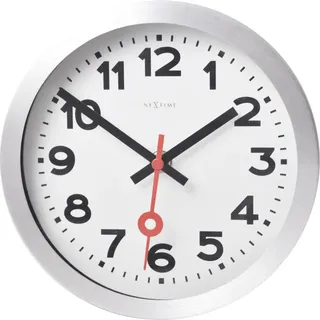 Nextime Wanduhr , Silberfarben , Metall , 19x19x3.8 cm , RoHS, Ce , Dekoration, Uhren, Wanduhren