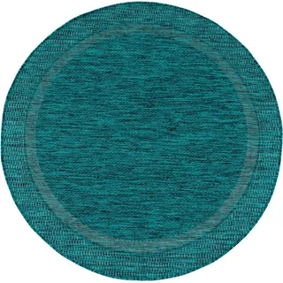 Paco Home Teppich »Roma 272« rund 4 mm Höhe Flachgewebe, meliert, mit Bordüre, In- und Outdoor geeignet, blau