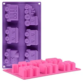 FantasyDay® 2 Stück Premium Silikon Backform/Muffinform für Muffins, Cupcakes, Kuchen, Pudding, Eiswürfel und Gelee - Zug Auto backform für eindrucksvolle Kreationen, hochwertige Silikon-Kuchenform
