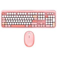 Mobility Lab ML313894 – Kabellose Tastatur + Maus Combo Pure Color – FR AZERTY, Flache und empfindliche Tasten, kompaktes Design, Shortcuts, Ziffernblock, Windows-Kompatibilität – Rosa