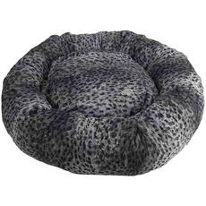 Hundebett Katzenbett Haustierbett Kuschelbett mit Kissen einlage Plüsch Rund Grau blau schwarz S - ca. 50 cm