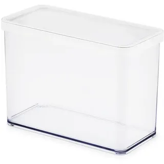 Rotho Vorratsdose , Weiß, Transparent , Kunststoff , 2,1 l , rechteckig , 10x20x14.2 cm , Reach, DIN EN ISO 14001, DIN EN ISO 9001 , lebensmittelecht, luftdichter Verschluss, Deckel mit Sichtfenster , Küchenzubehör, Vorratsbehälter, Vorratsdosen