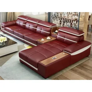 Luxus Ecksofa L-form Kunstleder Eck Polstersofa Sitz Design Couch Sofas Rot Neu - Rot