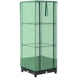 vidaXL Hochbeet mit Gewächshaus-Aufsatz Rattan-Optik 40x40x123 cm - Schwarz
