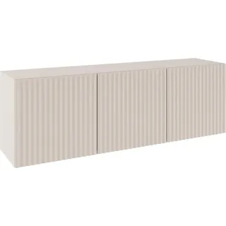 Selsey Sunds – TV-Lowboard mit geriffelten Lamellenfronten, 3-türig, Kaschmirbeige, 150 cm - Beige