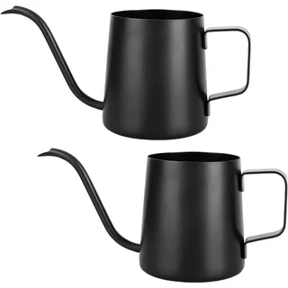 XTDMJ 2 Stück 350ML Schwarz Gießkanne Klein Zimmerpflanzen, Mini Gießkanne, Edelstahl Langer Auslauf Giesskanne, Garten gießkanne für Zimmerpflanzen Sukkulenten