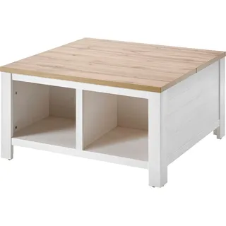 Couchtisch OTTO HOME "Westminster, Beistelltisch, Wohnzimmertisch, Sofatisch, Tisch", weiß (pinie weiß, wotan eiche, pinie weiß, wotan eiche), B:93cm H:50cm T:93cm, Intasien verschiedene Furniere, Tische, Couchtisch, Metallgriffe, ausreichend Stauraum, in 2 Farben erhältlich