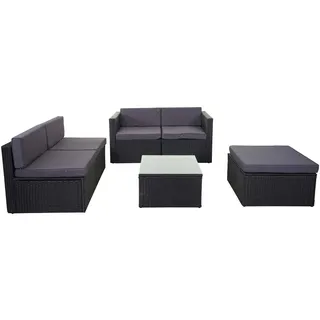 MCW Poly-Rattan-Garnitur Loungeset anthrazit