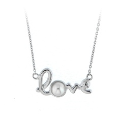 Smart Jewel Collier »Collier Mittelteil Love mit Süßwasser-Perle und Diamant, Silber 925«, weiß