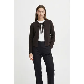 Strickjacke ONLY "ONLJESSIE LS ONE STRING CARDIGA KNT", Damen, Gr. S, chocolate torte detail:melange, Strick, Obermaterial: 35% Polyester, 30% Nylon, 25% Polyacryl, 7% Wolle, 3% Elasthan, meliert, normal, Rundhals, Strickjacken Strickjacke