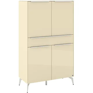 Set One by Musterring Highboard "Reno", 1 Stk. tlg. Mit Winkelfuß in diversen Farben, 155 cm Höhe & Farbauswahl, kaschmir matt lack, glas kaschmir glanz,