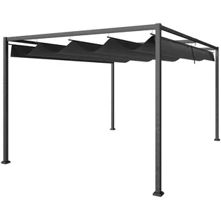 Outsunny Pergola Pavillon Polyester Schwarz+Grau , Metall, Kunststoff , 213x221x298 cm , Sonnenschutz, Pavillons
