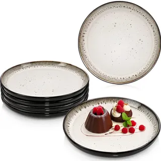 Sänger Dessertteller SET Sansibar - 6 teilig aus Steingut , Schwarz , Keramik , kratzfest , Geschirr, Teller