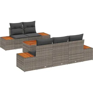 vidaXL Gartensofa-set mit Kissen 6 pcs Grau Poly Rattan - Grau