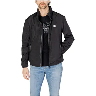 Armani Exchange Mens Packable, Hidden Hoodie, Two Zip Pockets on Front, Rubber Patch Logo Windjacke, Black, XL