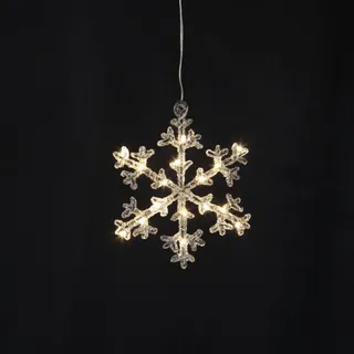 LED-Acryl-Schneeflocke 'Icy Star' - 16 warmweiße LED - H: 18cm - schwarz/klar - Batteriebetrieb - Timer