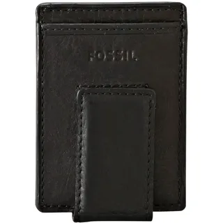Fossil Herren Leder Minimalistisch Magnetisch Kartenetui mit Geldklammer Fronttasche Brieftasche für Männer, Ingram Black, Einheitsgröße