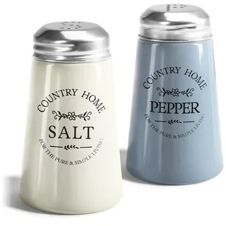 com-four® 2x Gewürzstreuer aus farbigem Glas - Salz- und Pfefferstreuer im altenglischen Landhausstil - Würzschüttler optimal für grobes Salz - Küchenzubehör Country-/Western-Style (2-teilig - Glas)