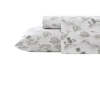 Tommy Bahama Queen-Bettlaken Vintage Map Braun 160 x 200 cm + 80 x 80 cm