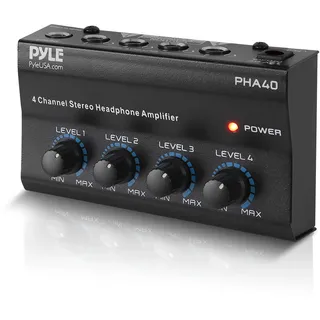 Pyle Audio Pyle 4-Kanal Kopfhörerverstärker – Kompakter Kopfhörer-Amp mit 4 Ausgängen und i - Schwarz