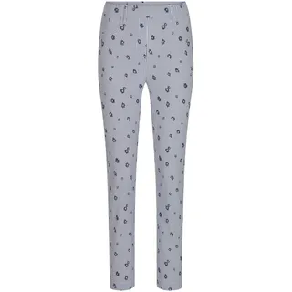 Schlupfhose GOLDNER "Bengalinhose LOUISA mit Streifen und Blumen", Damen, Gr. 48, N-Gr, weiß (weiß, blau, gemustert), Obermaterial: 49% Baumwolle CO. 34% Polyamid PA. 12% Polyester PES. 5% Elasthan EL., Hosen Schlupfhose