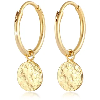Elli Creolen Plättchen Coin Organic Look 925 Silber gold