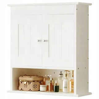 Hängender Badezimmerschrank, weiß, 2-türig, skandinavisch, Wandregale, Loft - Weiß