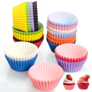 Muffinförmchen Papier, 500 Stück Mini Muffins Papierförmchen, Muffinform Papier mit 10 Farben, Cupcake Förmchen, Mini Muffin Deko Förmchen für Party, Geburtstag, Hochzeit, Backen, Dessert