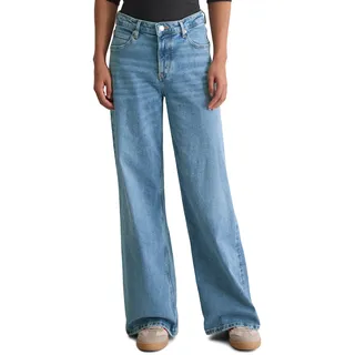 Relax-fit-Jeans MARC O'POLO "Model Lania wide aus Organic-Cotton-Polyester-Stretch", Damen, Gr. 28, Länge 32, light blau, Denim/Jeans, Obermaterial: 90% Baumwolle, 9% Polyester, 1% Elasthan, relaxed fit lang, Jeans Relax-fit-Jeans