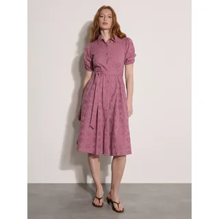 Spitzenkleid APRICOT "Hemdblusen-Midi-Kleid", Damen, Gr. M (38), N-Gr, rot (burgund), gewebt, Obermaterial: 100% Baumwolle CO., uni, normal, Puffärmel Elastisch, Kleider Spitzenkleid, mit Stickerei