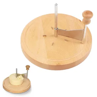 Käsehobel Rund, Runder Holzkäseschliffer, für Tète de Moine-Käse | Käseschaber für Tete de Moine 19.5 cm x 14.3 cm, Käseschneider mit Edelstahlklinge und Holzsockel, für alle Käsesorten