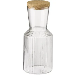 APS 10725 Glaskaraffe "LINES", 0,5 Liter, Ø 9 m, Höhe 19,5 cm, Deckel aus Kork
